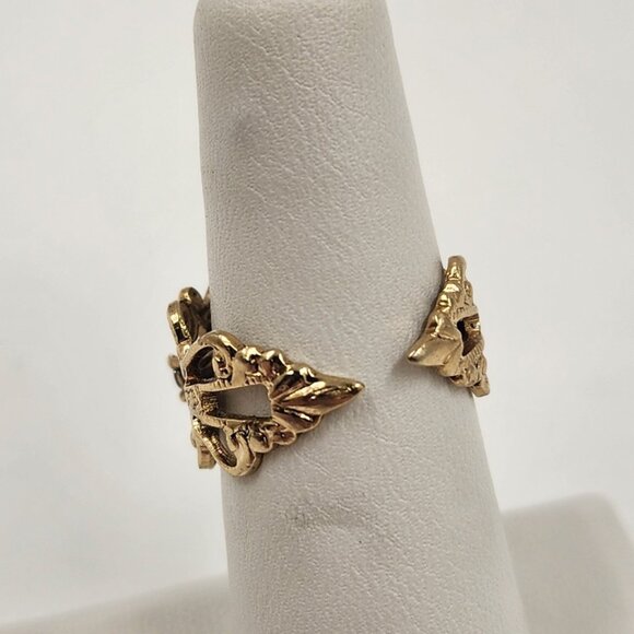 Gold Plat Filigree Ring Bohemian Ruby Crystals Open Shank Opens 6 to 7 and 8 - Picture 6 of 6